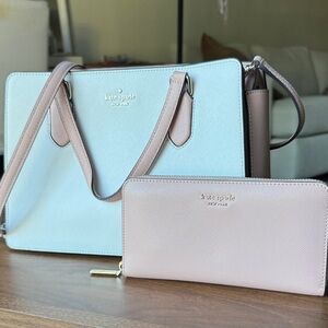 Kate Spade white and pink Shoulder Bag Set with pink wallet